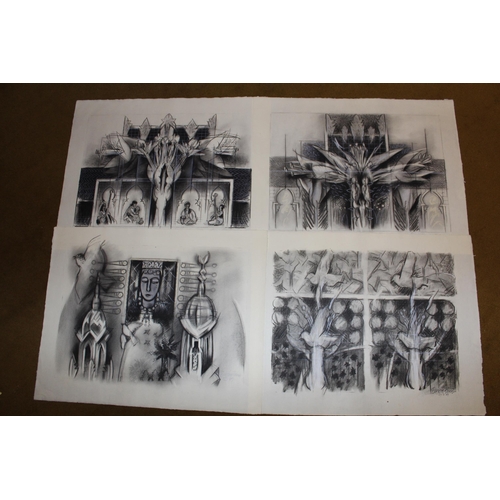 81 - Folder containing approximately twenty five mainly monochrome, pencil and charcoal studies, many for... 