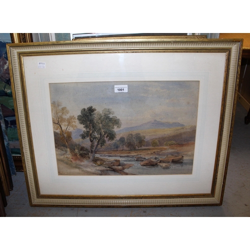 1001 - Harry Smith, 19th Century watercolour, landscape with river to the foreground bearing inscription ve... 