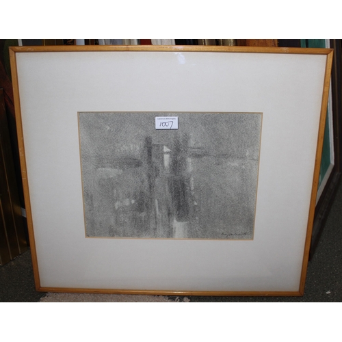 1007 - Mary Malenoir, unframed oil on paper, abstract composition, signed and dated 1965, 29cm x 41cm, toge... 