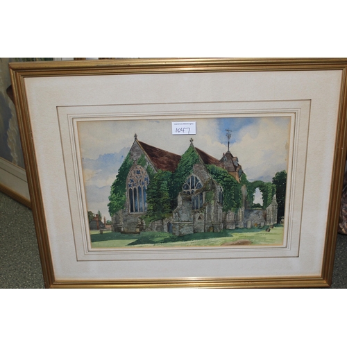 1047 - T.F. Wadmore, watercolour, rural village scene with timber framed buildings, unsigned, 23cms x 33cms... 