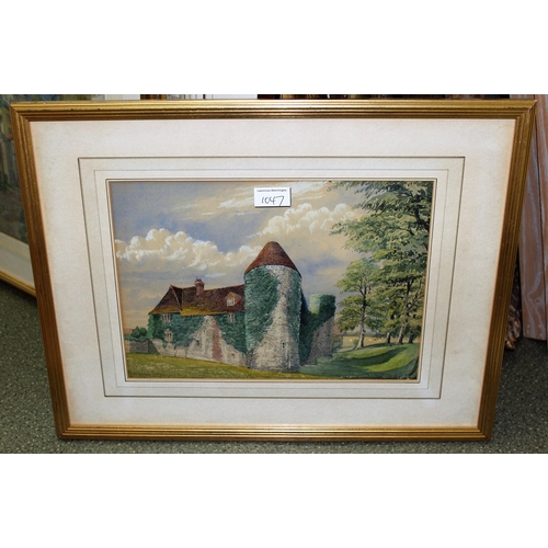 1047 - T.F. Wadmore, watercolour, rural village scene with timber framed buildings, unsigned, 23cms x 33cms... 