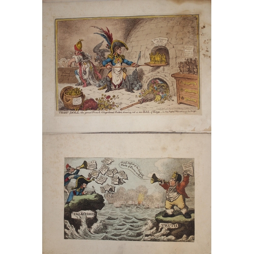 1061 - Group of four James Gillray, hand coloured satirical cartoons (trimmed and mounted) 25cms x 30cms ea... 