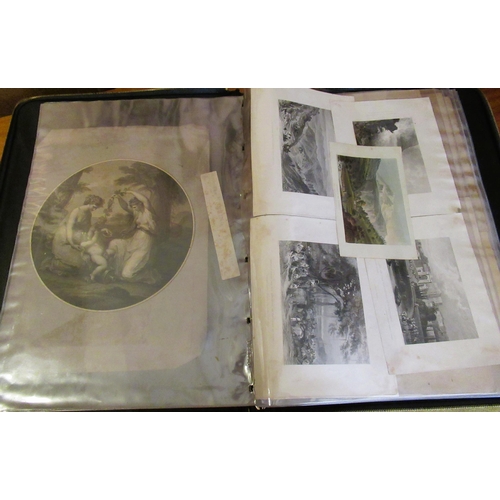 1063 - Folio containing a collection of various unframed watercolours, etchings and engravings etc. includi... 