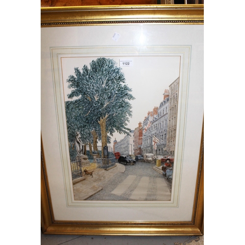 1122 - Watercolour, view in Barclay Square, unsigned, 49cms x 34cms, gilt framed