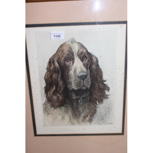 1142 - Herbert Dicksee, etching portrait of dog, monogrammed within the plate, 36cms x 29cms