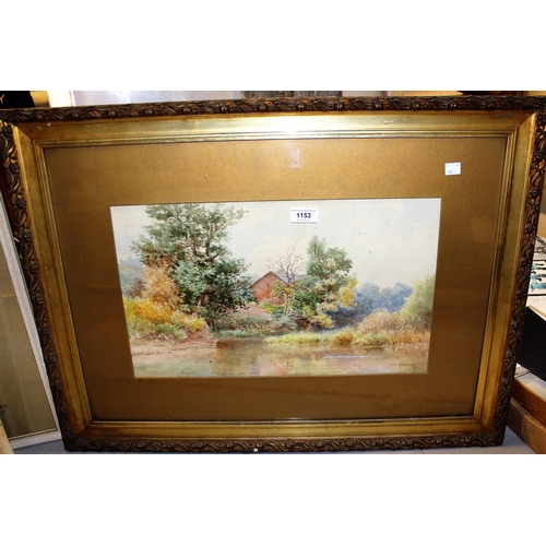 1153 - F.M. Kitchener, watercolour, lake scene, signed and dated 1902, 28cms x 47cms, gilt framed together ... 