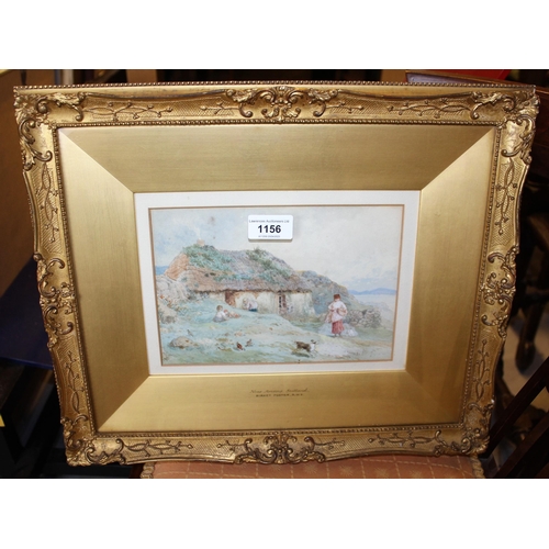 1156 - Attributed to Myles Birket Foster, watercolour ' Near Arising Scotland ', signed with monogram, 15cm... 