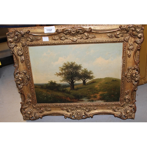 1157 - H.B. Koekkoek, oil on canvas, figure resting in a landscape, signed, 25cms x 36cms, gilt framed