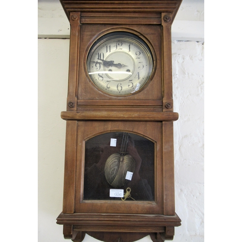 1220 - Black Forest wall clock with painted dial (lacking weights and pendulum), two American style wall cl... 