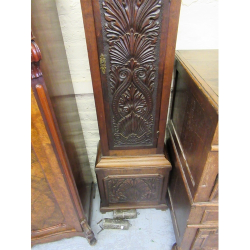 1227 - 19th Century oak longcase clock the brass dial with silvered chapter ring, subsidiary seconds and da... 