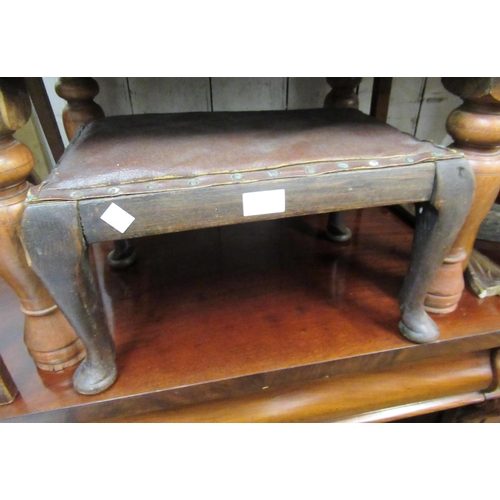 1243 - 20th Century circular gong on hardwood stand with beater, a small rectangular stool, small two tier ... 