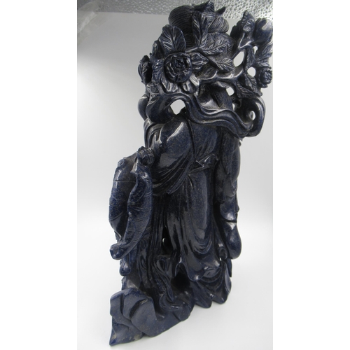 145 - Large 20th Century Chinese carved lapis lazuli group of female figures, 31cm high approximately, wit... 