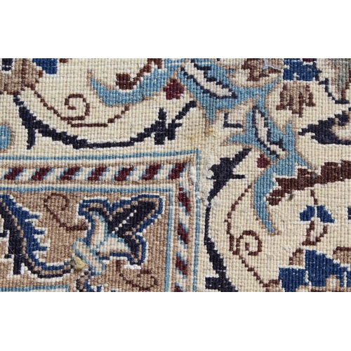15 - Square Nain type rug with a circular medallion in shades of blue and cream, 190cms square approximat... 