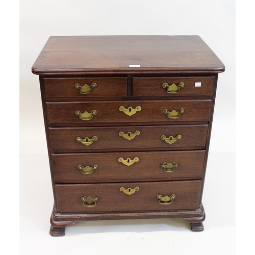 1547 - George III mahogany dwarf chest of two short over four long graduated drawers, the crossbanded top w... 