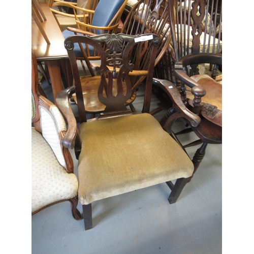 1553 - 18th Century mahogany open elbow chair on square supports, three balloon back side chairs and a quan... 