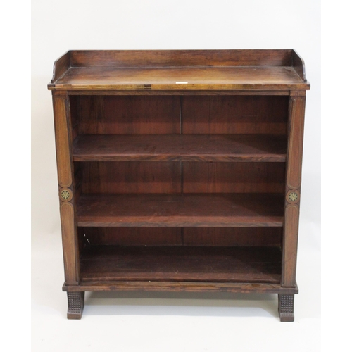 1559C - 19th Century rosewood bookcase, the galleried top above two adjustable shelves with brass inlaid hin... 