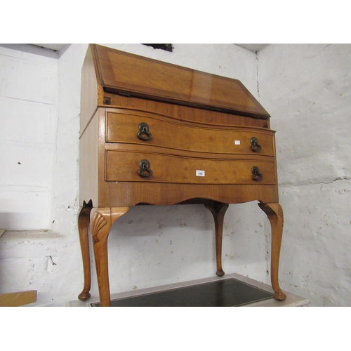 1560 - Mid 20th Century figured walnut bureau, 79cms wide together with a similar mahogany bureau