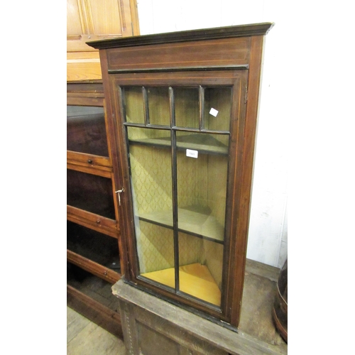 1565 - Edwardian mahogany and line inlaid hanging corner cabinet