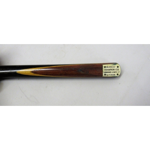 264 - Burwat Champion cue by Burroughes and Watts Limited, registered no 292596 in tin case