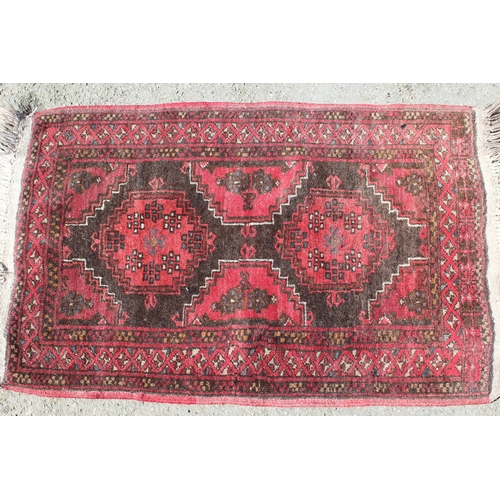 3 - Small Belouch rug, 122cms x 86cms approximately, together with a small Kurdish mat, 98cms x 69cms an... 