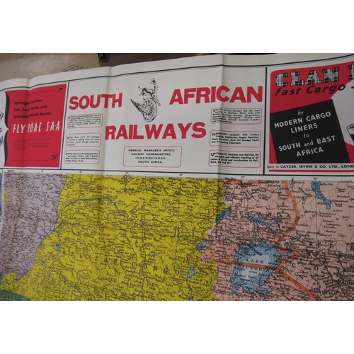 306 - Large poster format map, South African railways, dated 1951, printed by Sir Joseph Causton & Sons Li... 