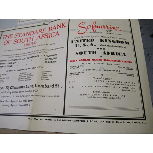 306 - Large poster format map, South African railways, dated 1951, printed by Sir Joseph Causton & Sons Li... 