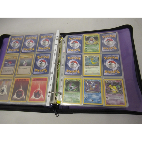 355 - Folder containing a large quantity of Japanese and American Pokemon cards including Base, Jungle, Fo... 