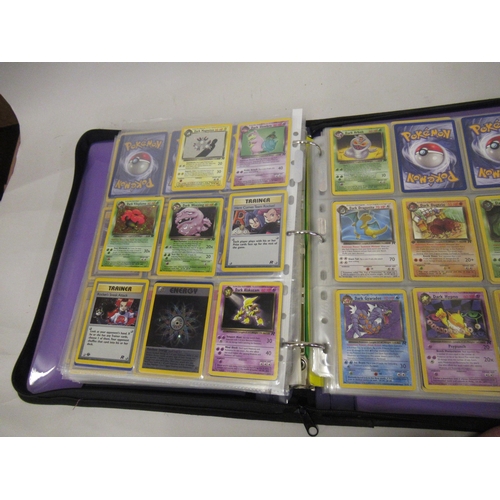 355 - Folder containing a large quantity of Japanese and American Pokemon cards including Base, Jungle, Fo... 