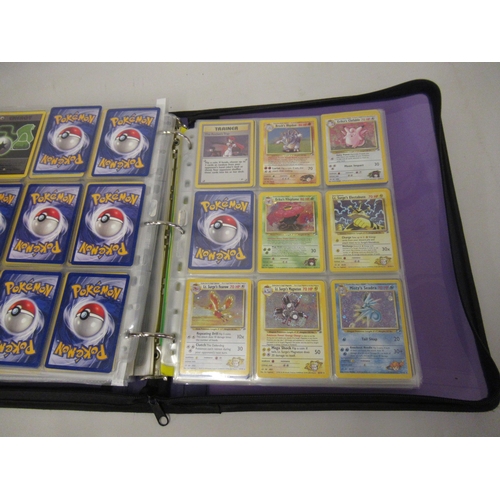 355 - Folder containing a large quantity of Japanese and American Pokemon cards including Base, Jungle, Fo... 