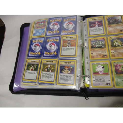 355 - Folder containing a large quantity of Japanese and American Pokemon cards including Base, Jungle, Fo... 