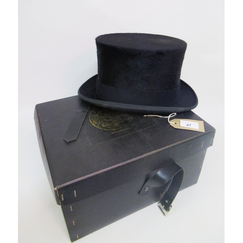 47 - Gentleman's top hat by Lock & Company, London, size 7 and 3/8, in original box
