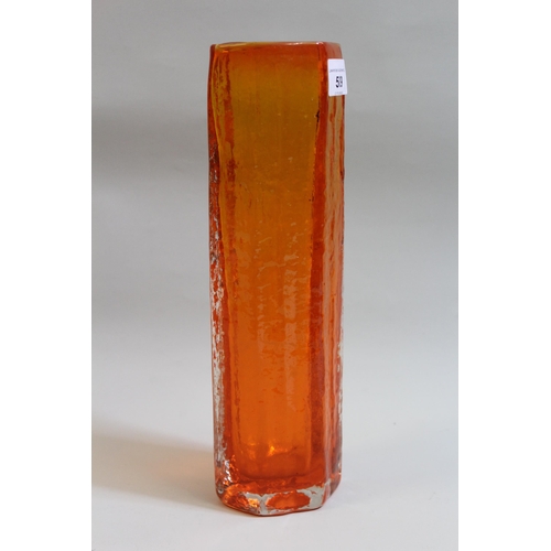 509 - Whitefriars tall tangerine glass vase, 30cms high