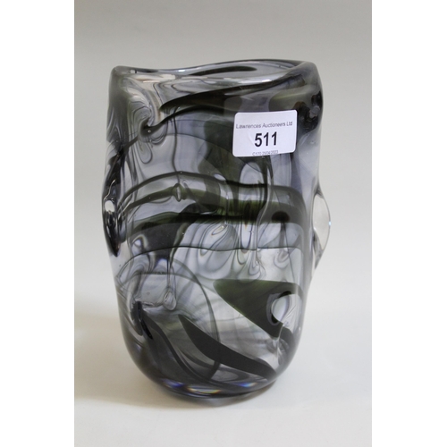 511 - Whitefriars streaky knobbly glass vase, 18cms high