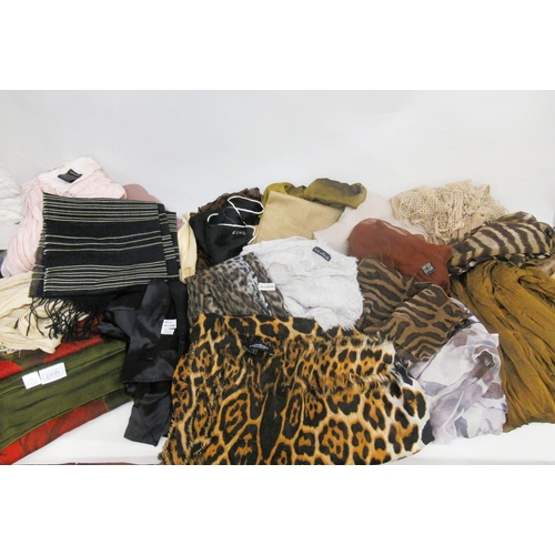 54 - Large quantity of various scarves and pashminas including Yves Saint Laurent, Jimmy Choo, Esprit and... 