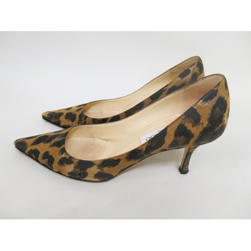 56 - Jimmy Choo, London, pair of leopard print suede court shoes with kitten heels, size 36.5, in origina... 