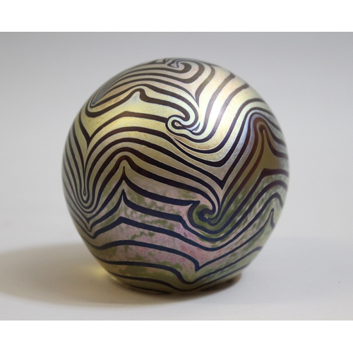 560 - Ickholt, glass iridescent paperweight dated 1981