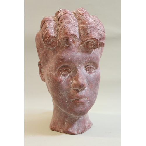 574 - Early 20th Century, terracotta sculpture head study of a young lady