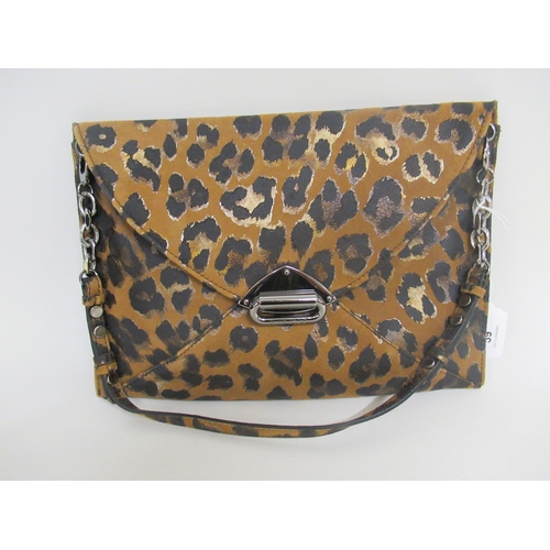 59 - Jimmy Choo, leopard print suede envelope pouch bag with magnetic closure and detachable shoulder str... 