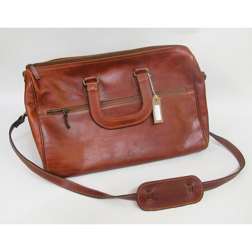 65 - Jaeger, two large leather tote bags, together with a brown leather holdall and a canvas holdall with... 