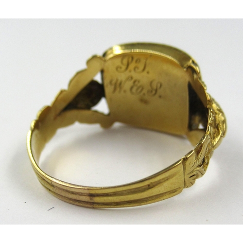 694 - George III 18ct gold and enamel memorial ring, size P