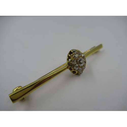 696 - Early 20th Century gold bar brooch set ten old cut diamonds