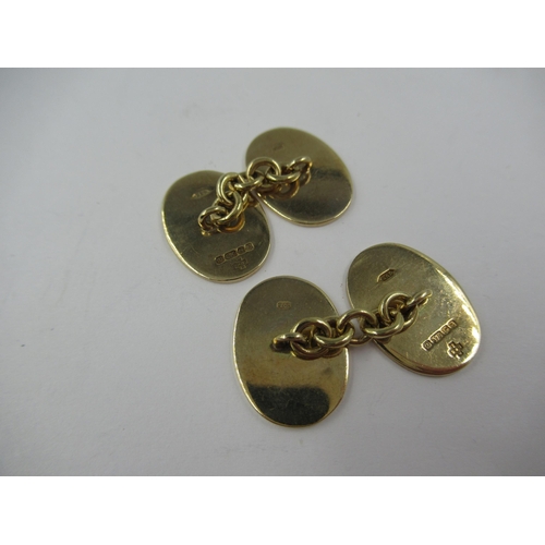 708 - Cased pair of 9ct gold oval cufflinks, 6.8g