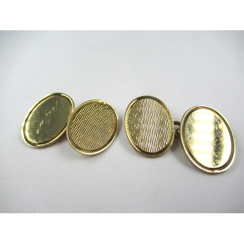 708 - Cased pair of 9ct gold oval cufflinks, 6.8g