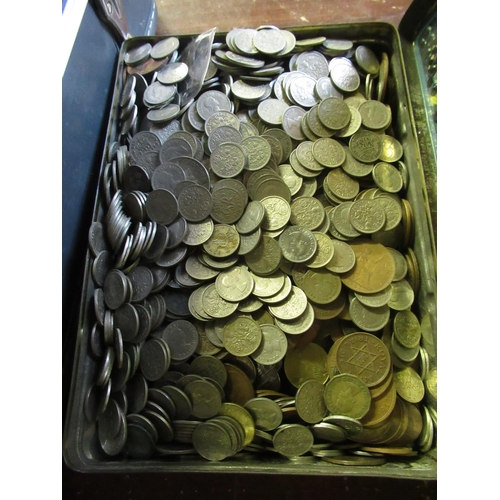 769 - Tin containing a large quantity of various, mainly British pre-decimal coinage and a box of various ... 