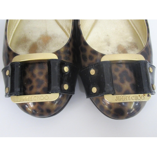 76A - Jimmy Choo, London, pair of leopard print flats, size 37, with original dust cover and a pair of bla... 