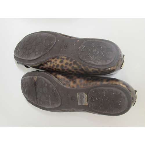 76A - Jimmy Choo, London, pair of leopard print flats, size 37, with original dust cover and a pair of bla... 