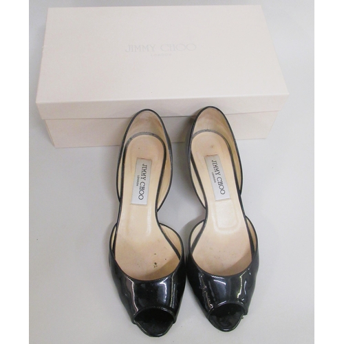 76A - Jimmy Choo, London, pair of leopard print flats, size 37, with original dust cover and a pair of bla... 