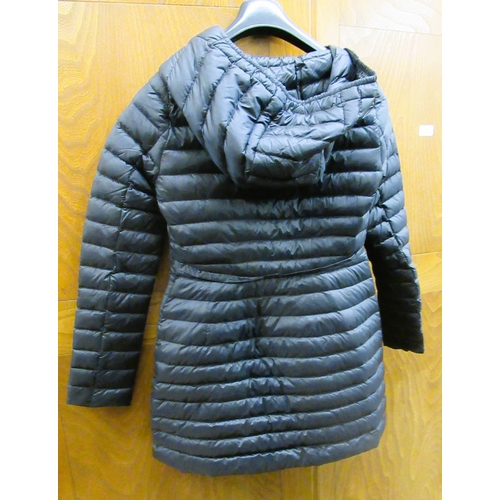 77 - Moncler, ladies navy blue goose down jacket, size 0, with authenticity tag still attached, together ... 