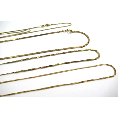 772 - Group of four various fine 9ct gold neck chains