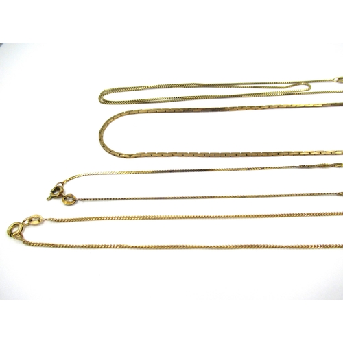 772 - Group of four various fine 9ct gold neck chains